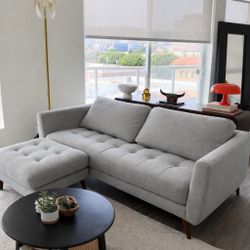 Modern Gray Sofa + Ottoman (Mid-Century Style)