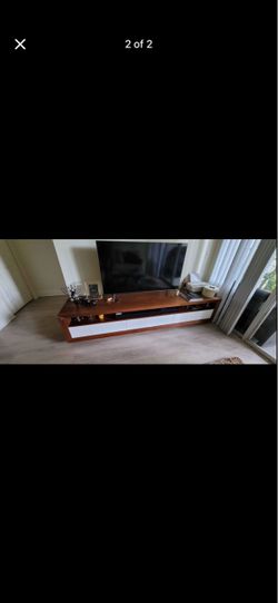 Modern Wood and White TV Media Console