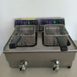 Commercial Double Deep Fryer With Drain For $140