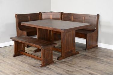 Dining Table Set with Hidden Storage and Benches