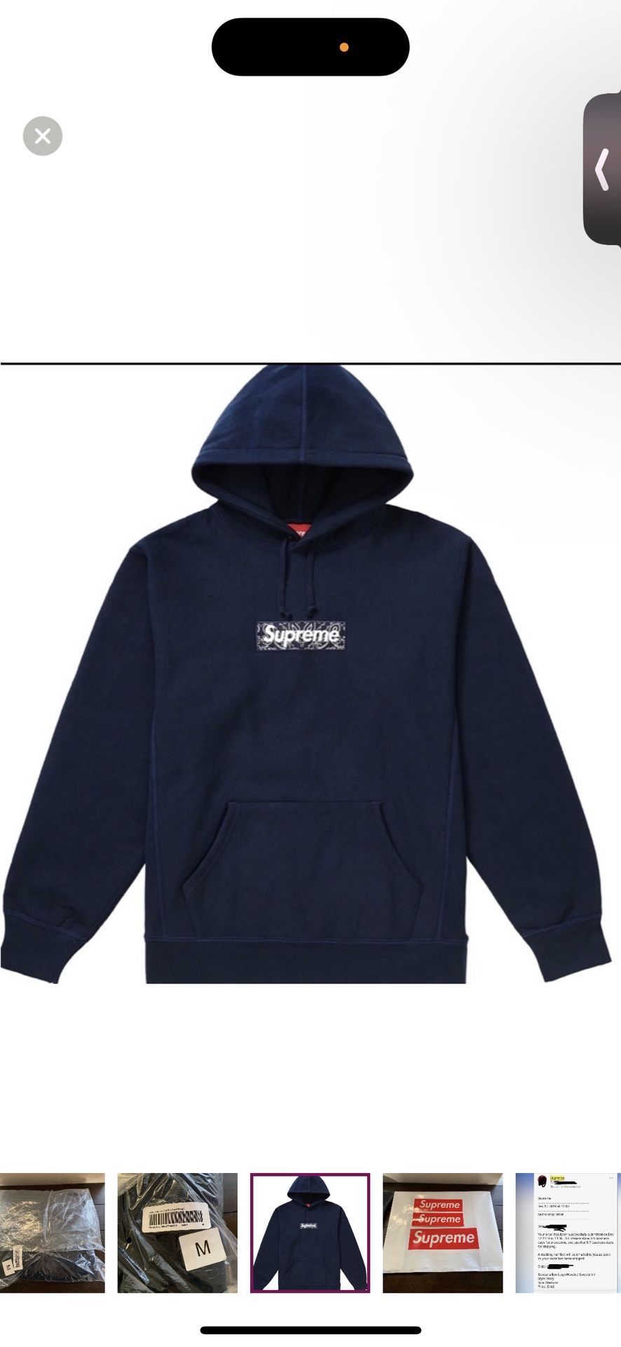 Supreme Bandana Box Logo Hooded Sweatshirt Navy FW19