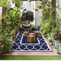 GENIMO Outdoor Rug 8' x 10' Patio Waterproof, Foldable Reversible Plastic Straw Area Rugs Mat for Camper Decor, Outside Carpet for Rv, Deck, Porch, Pi