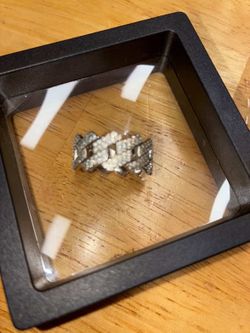 Silver Cuban style moissanite  ring
