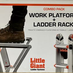 LITTLE GIANT LADDER WORK PLATFORM AND LADDER RACK COMBO PACK