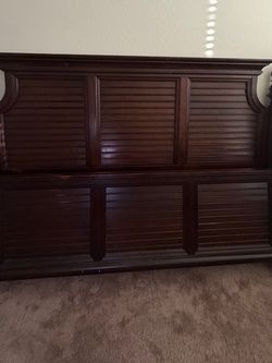 Traditional Dark Wood King Headboard and Footboard