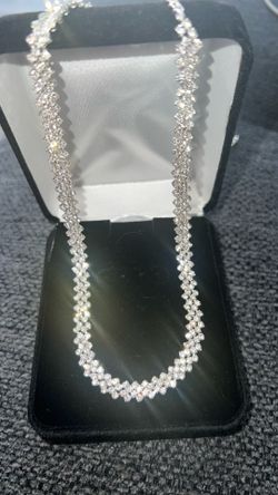 Iced Out Tennis Chain Necklace - Adjustable 16" to 19" - Silver Plated 💎