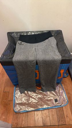 Gray Dress Pants with Black Waistband