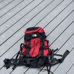 The North Face Medium Red/Black Nylon RUCK-SACK BACKPACK Hiking Camping Gear Bag