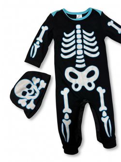 Baby Skeleton Halloween Costume Romper with Hat