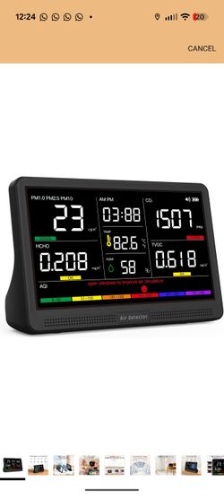 16 in 1 Air Quality Monitor Indoor 7" Display 9 AQI7 AQI Alerts, CO2 Monitor Air Quality Tester for CO2, TVOC, PM2.5 PM1.0 PM10, HCHO Temperature Humi