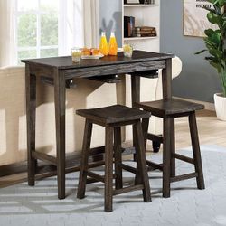 Brand New Gray 3pc Bar Table Set 
