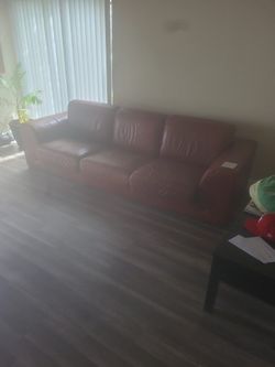 Red Leather Sofa