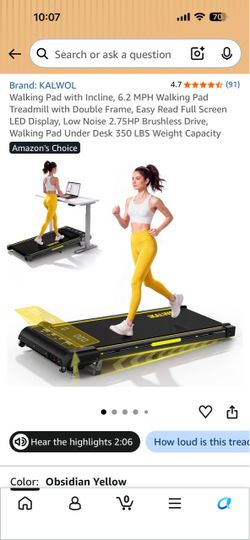 KALWOL Walking Pad Treadmill with Incline