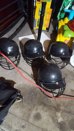 Baseball gloves and helmets