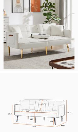 Cream Velvet sofa bed