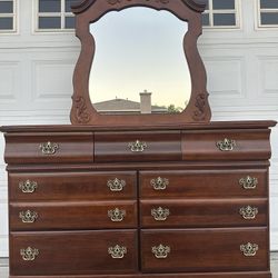 Wooden Dresser with Mirror 