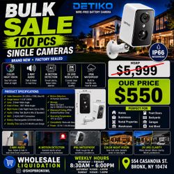 Detiko Wire-Free Battery Security Camera Bulk Lot 100pcs