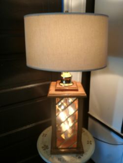 Vintage Double Light Wood Lamp