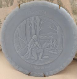 Fenton Powder Blue Glass 1(contact info removed) Bicentennial Plate