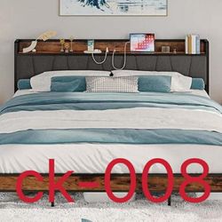 California King Bed Frames, Storage Headboard with Charging Station（ck-008）