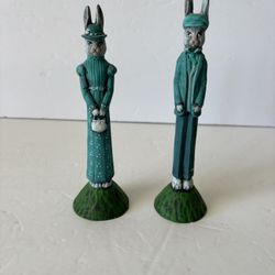 1991 Scioto Easter Bunny Man And Woman Plaster Statue Figurines 