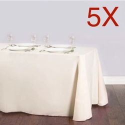 5 Pcs Ivory 60” x 126” Rectangle Polyester Table Cloth Tablecloth Table Cover Party Wedding Linen