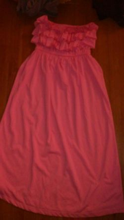 Strapless top ruffle pink sundress