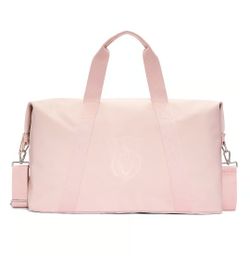 Victoria's Secret XL Metallic Light Blush Pink Duffle Bag Tote Travel Large Carrying Strap + Handles