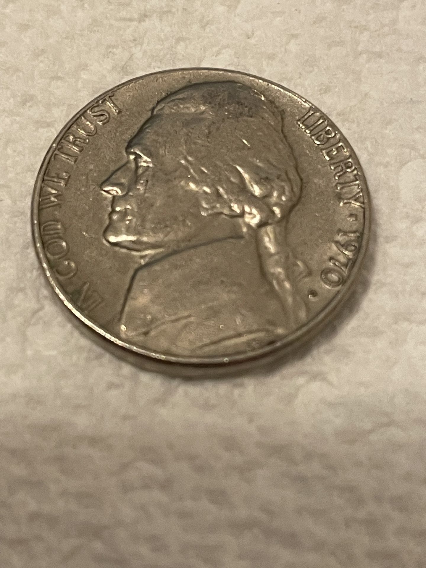 1970 D Nickel With FS INITIALS UNDER JEFFERSON BUST