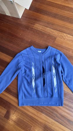 Vintage FIT Blue Knit V-Neck Sweater - Men's L