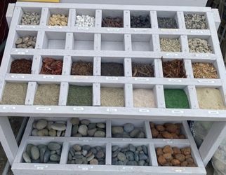 Decorative rocks and sand