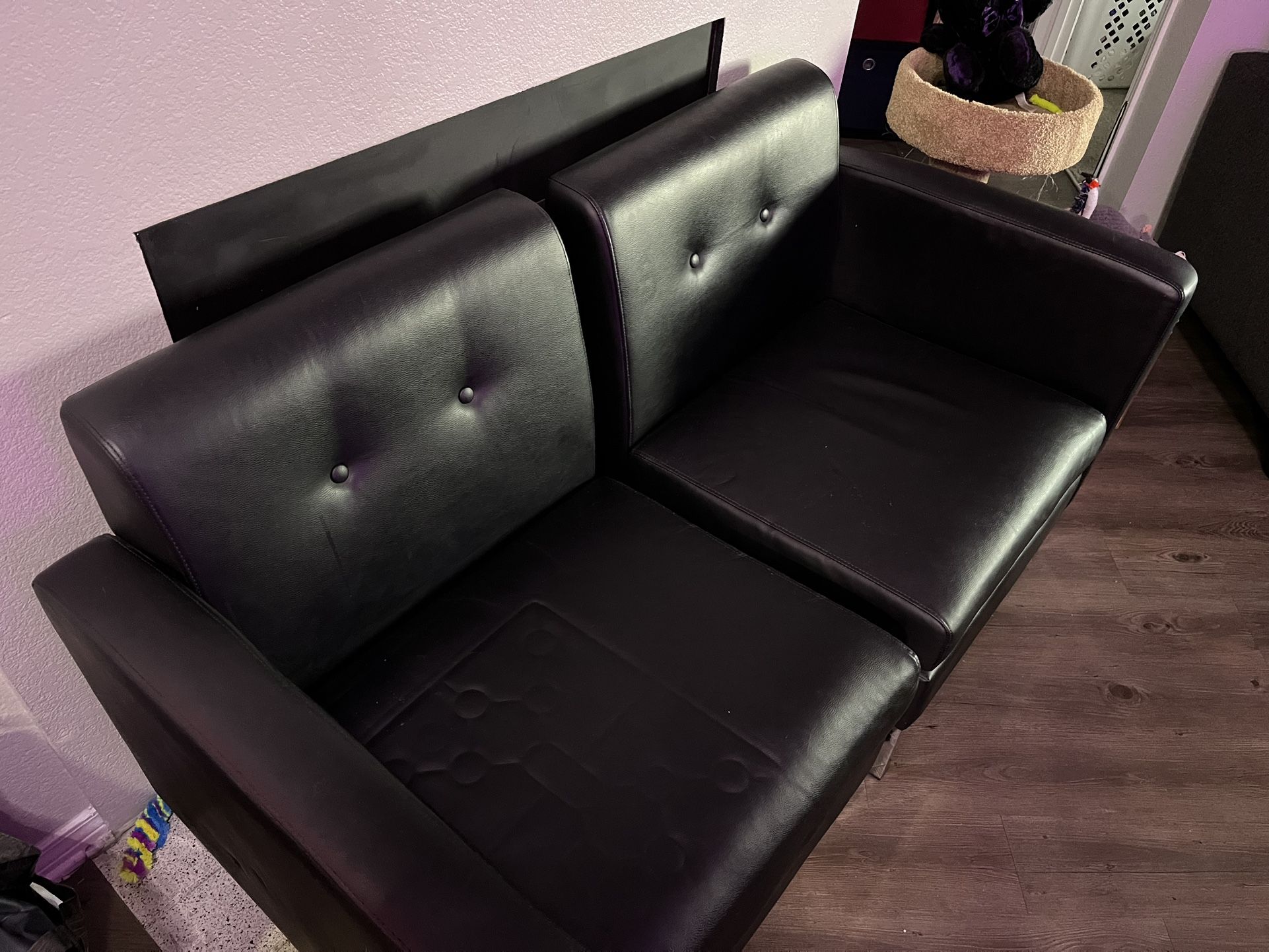 Black Leather Two Seater Couch