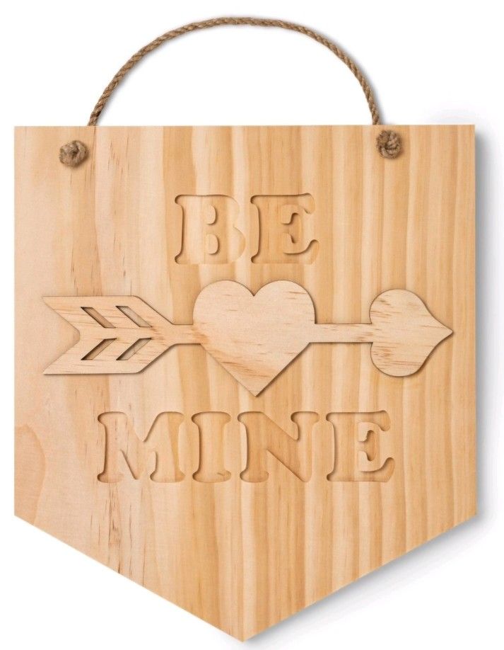 NEW WOOD “BE MINE” PLAQUE WALL ART Unfinished Project 11" x 10" Valentines Decor
