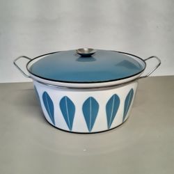 Vintage 1960s Large Catherineholm Enamel  Lotus design dutch oven Mid Century Mcm 