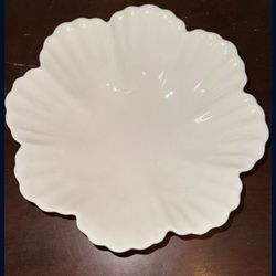 Haviland Ranson White Scalloped Round Covered Vegetable Bowl.