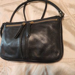 Fossil Black Leather Crossbody Bag Shoulder Bag 9.5" X 6.5" X 1" Men Or Women
