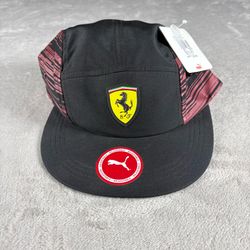 Puma Ferrari Race Rider Cap Formula F1 Hat Adult Black Bungee Back NWT