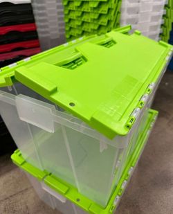 Clasp Heavy Duty Plastic Stackable Bin Organzier Container 12 Gallon Box