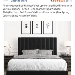 Black Allewie Queen Bed Frame/Velvet