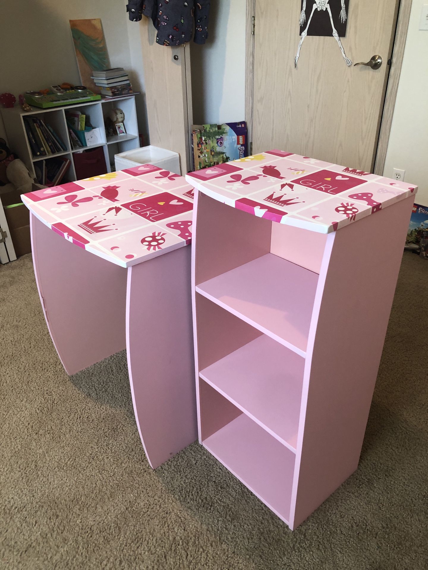 Pink Girls Desk & Shelf Set