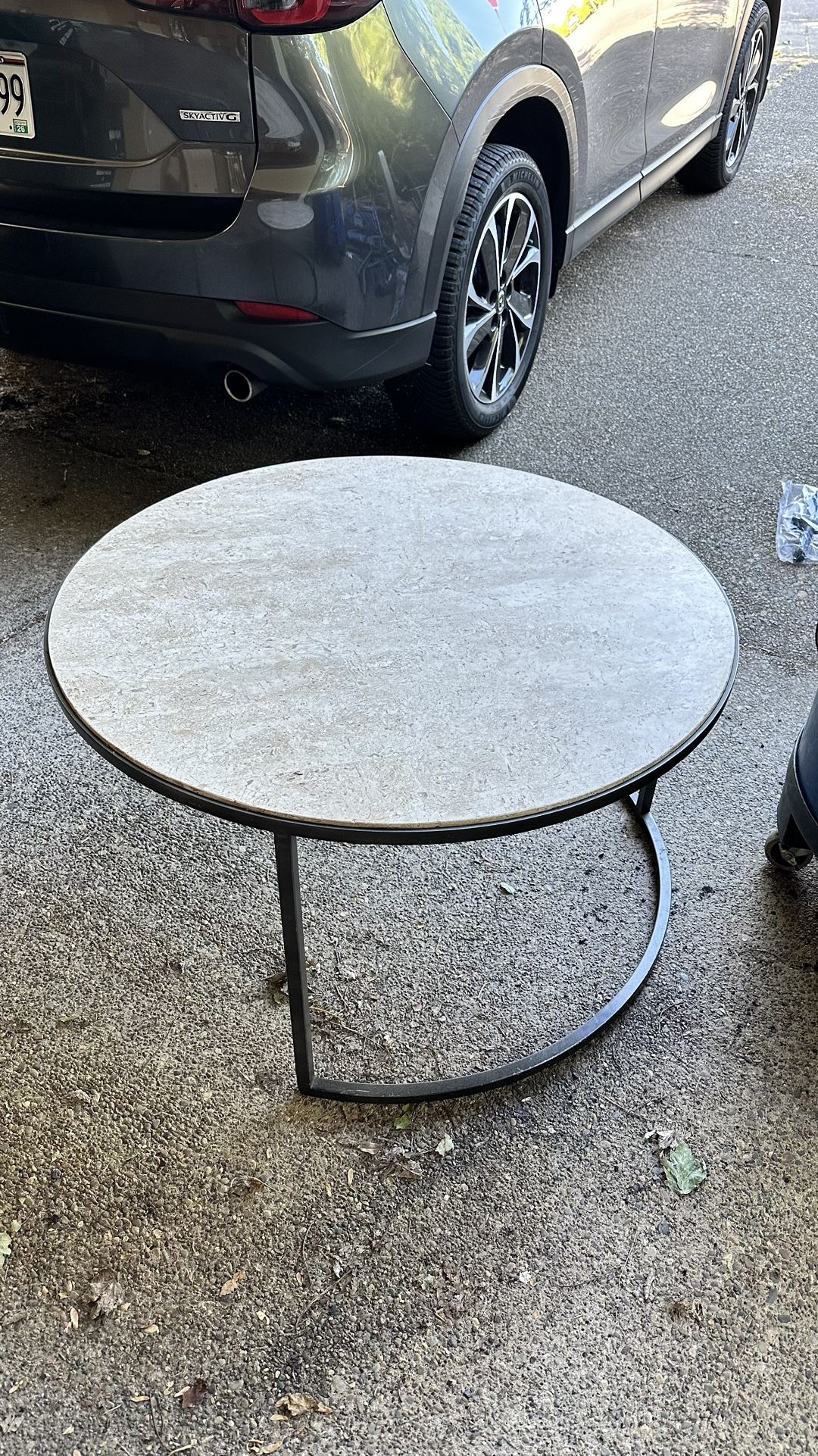 Round Stone/Metal Coffee Table
