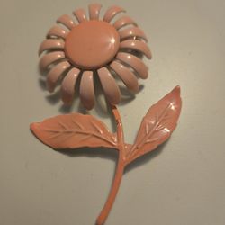 Vintage Costume Jewelry Metal Enameled Flower Brooch Pin