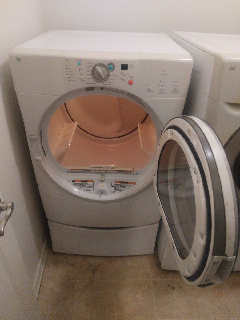 Whirlpool Duet Washer And Dryer Set On Pedestals W/ Shoe Rack for Sale