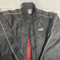 Vintage Puma Nylon Button Down Coat/Jacket Large
