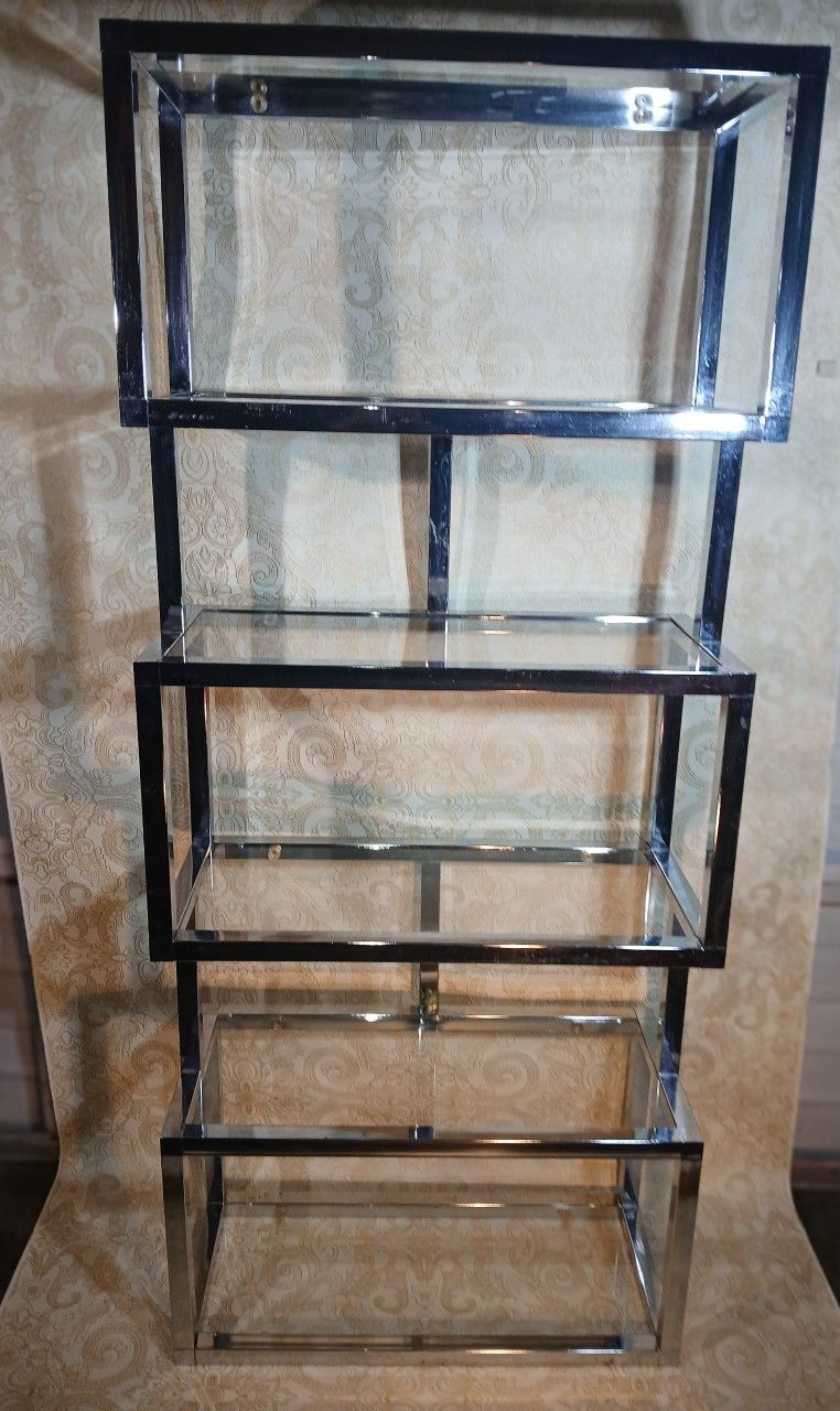Dania Furniture Chrome and glass shelf with 6 glass shelves