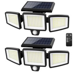 2pcs Solar Lights Outdoor, with Remote, Motion Sensor 2500 LM