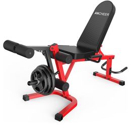 Leg Extension and Curl Machine, Adjustable Leg Workout Machine for Lower Body Training, 880LB Capacity Plate Loaded Leg Developer for Quads, Hamstring