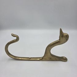 Vtg Solid Brass Duck Goose Head Wall Mount Double Hook Gold Hanger MCM 