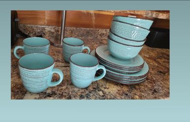 Turquoise Stoneware Dinnerware Set