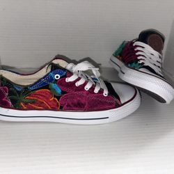 Embroidered Tennis Shoes Converse Low Style,US Size 8